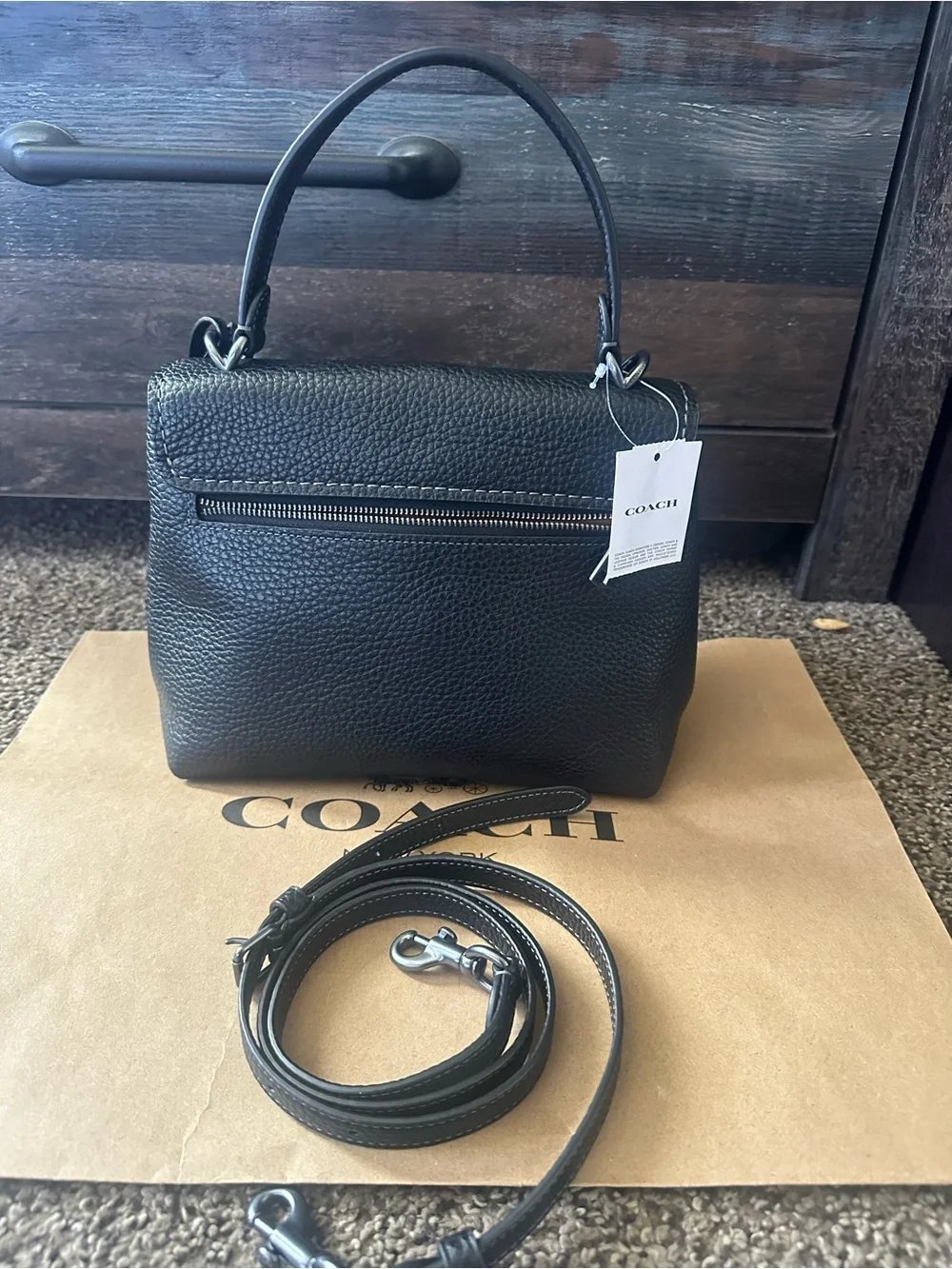 Coach Black Pebbled Leather Satchel